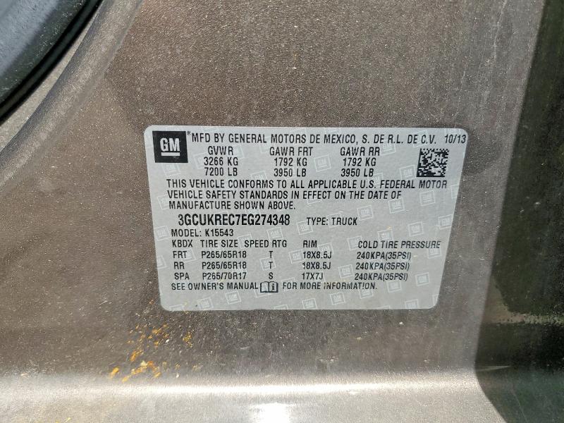 Продаж на аукціоні авто 2014 Chevrolet Silverado, vin: 3GCUKREC7EG274348, номер лоту: 68272516