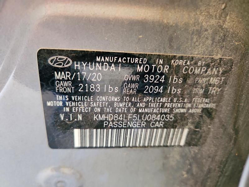 Продаж на аукціоні авто 2020 Hyundai Elantra, vin: KMHD84LF5LU084035, номер лоту: 69768776
