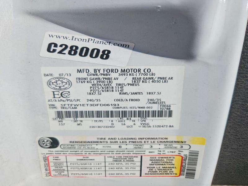 Aukcja sprzedaży 2013 Ford F150, vin: 1FTFW1ET3DFD06193, numer aukcji: 69661436
