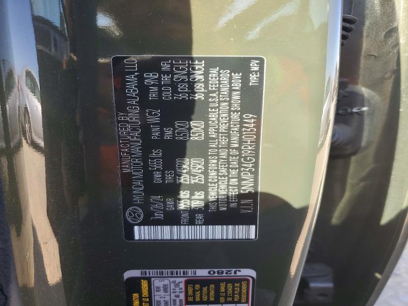 68847716 :رقم المزاد ، 5NMP34G19RH013449 vin ، 2024 Hyundai Santa Fe مزاد بيع