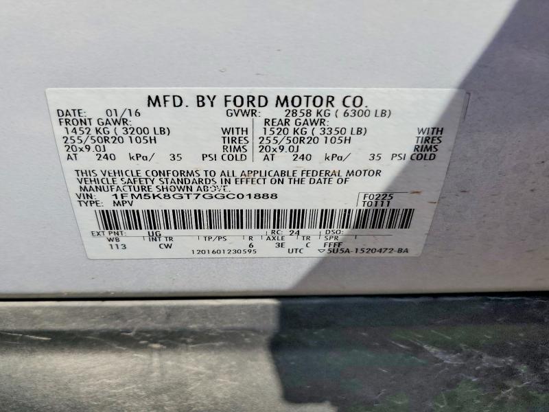 Продажа на аукционе авто 2016 Ford Explorer, vin: 1FM5K8GT7GGC01888, номер лота: 67498696