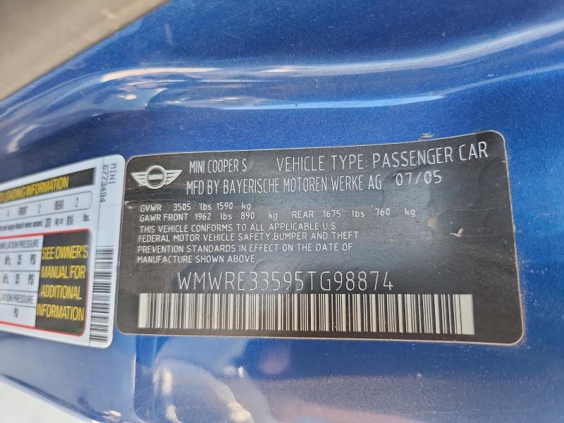 Продажа на аукционе авто 2005 Mini Cooper, vin: WMWRE33595TG98874, номер лота: 69750666