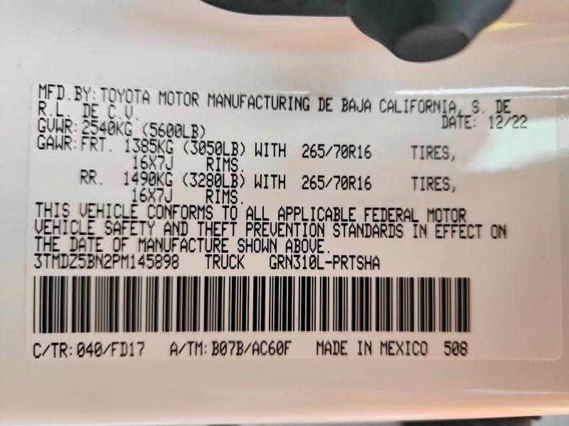 Продаж на аукціоні авто 2023 Toyota Tacoma, vin: 3TMDZ5BN2PM145898, номер лоту: 70532426