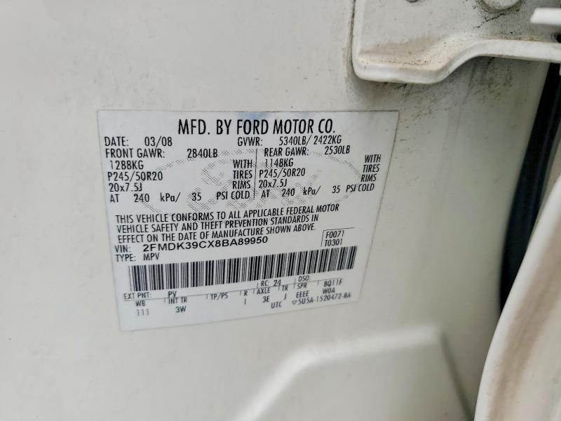 Продажа на аукционе авто 2008 Ford Edge, vin: 2FMDK39CX8BA89950, номер лота: 67909226