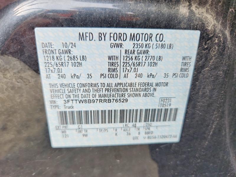Продажа на аукционе авто 2024 Ford Maverick, vin: 3FTTW8B97RRB76529, номер лота: 69092236