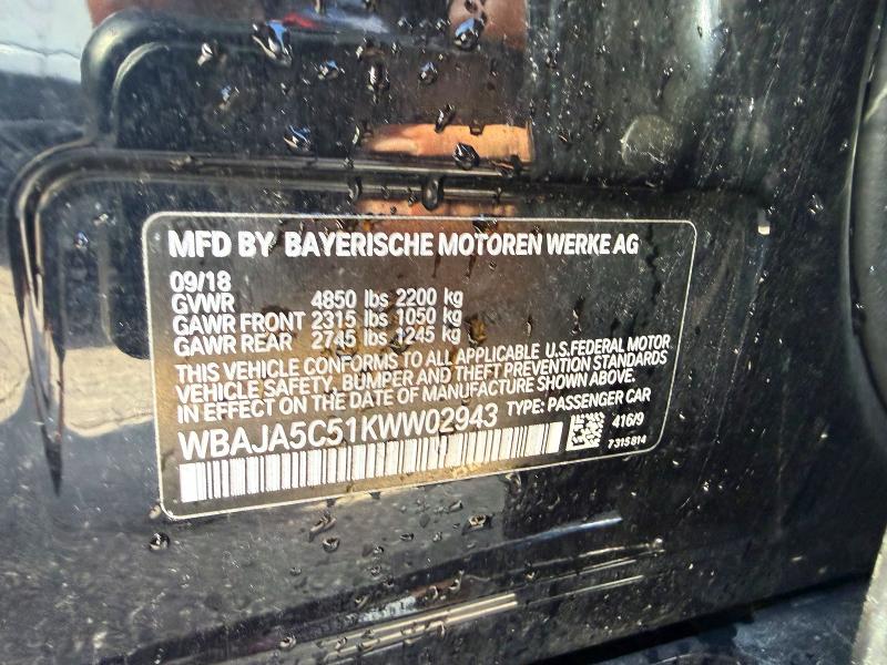 Aukcja sprzedaży 2019 Bmw 530, vin: WBAJA5C51KWW02943, numer aukcji: 70011546
