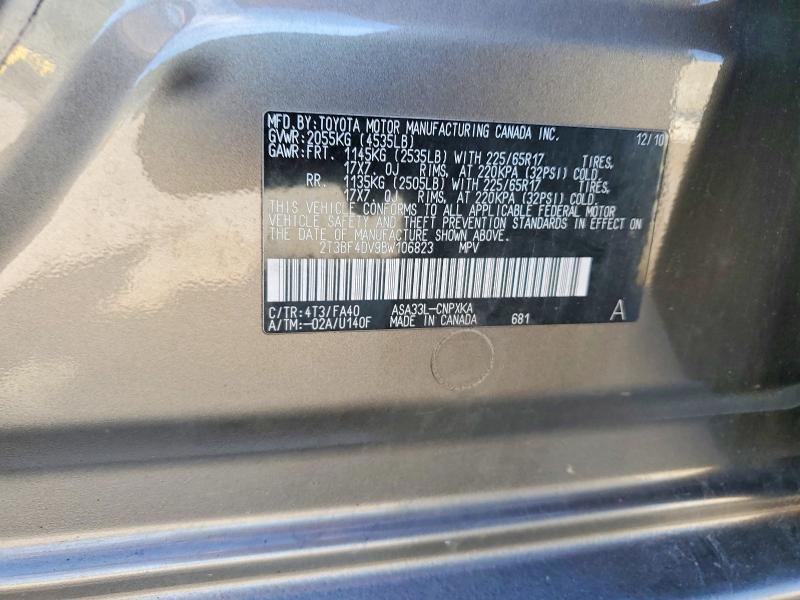 69081736 :رقم المزاد ، 2T3BF4DV9BW106823 vin ، 2011 Toyota Rav4 مزاد بيع