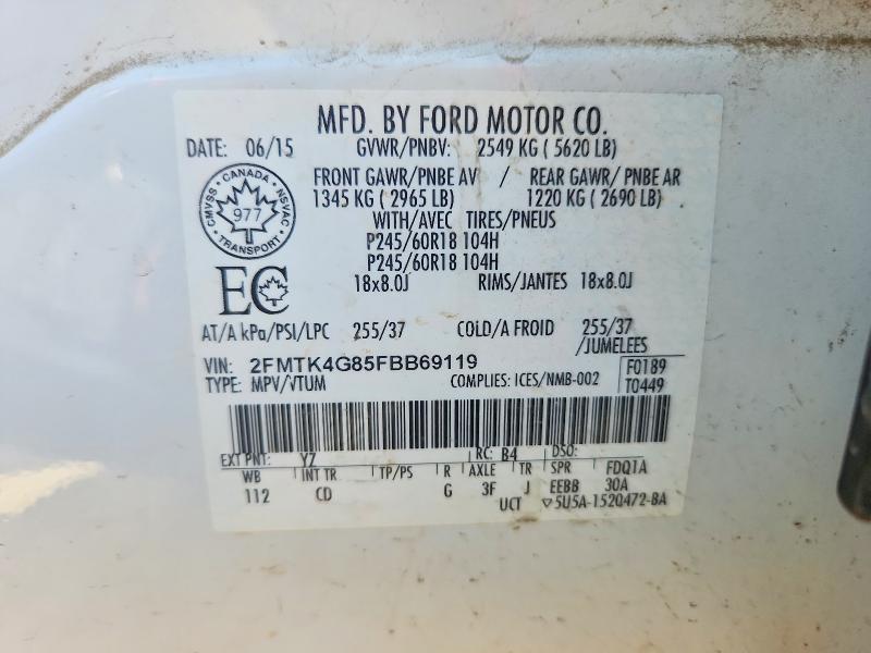 Продажа на аукционе авто 2015 Ford Edge, vin: 2FMTK4G85FBB69119, номер лота: 68580236