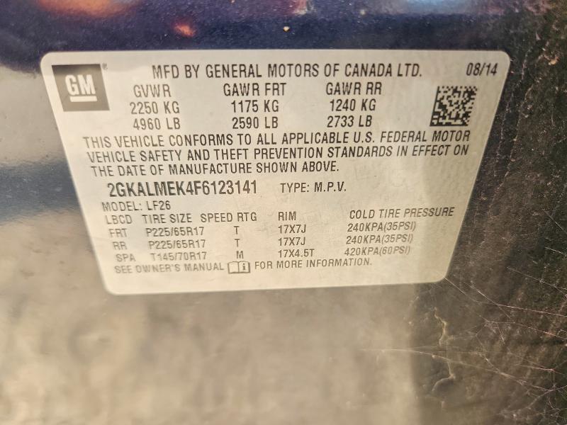 Aukcja sprzedaży 2015 Gmc Terrain, vin: 2GKALMEK4F6123141, numer aukcji: 67856296
