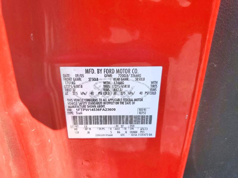 Aukcja sprzedaży 2006 Ford F150, vin: 1FTPW14536FA23609, numer aukcji: 68210506