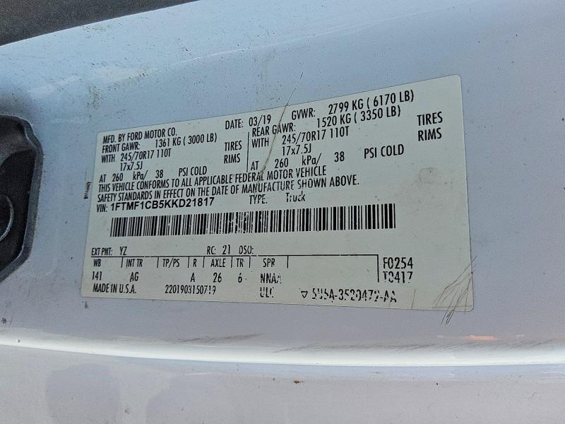 Aukcja sprzedaży 2019 Ford F150, vin: 1FTMF1CB5KKD21817, numer aukcji: 67093626