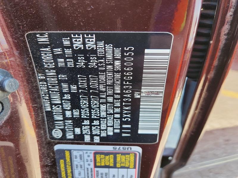 67935966 :رقم المزاد ، 5XYKT3A63FG660055 vin ، 2015 Kia Sorento مزاد بيع
