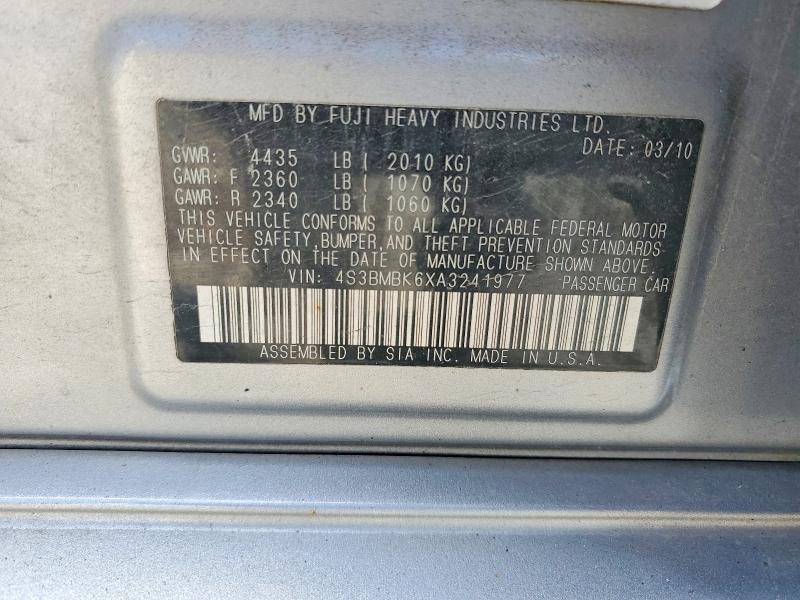Продаж на аукціоні авто 2010 Subaru Legacy, vin: 4S3BMBK6XA3241977, номер лоту: 69904166