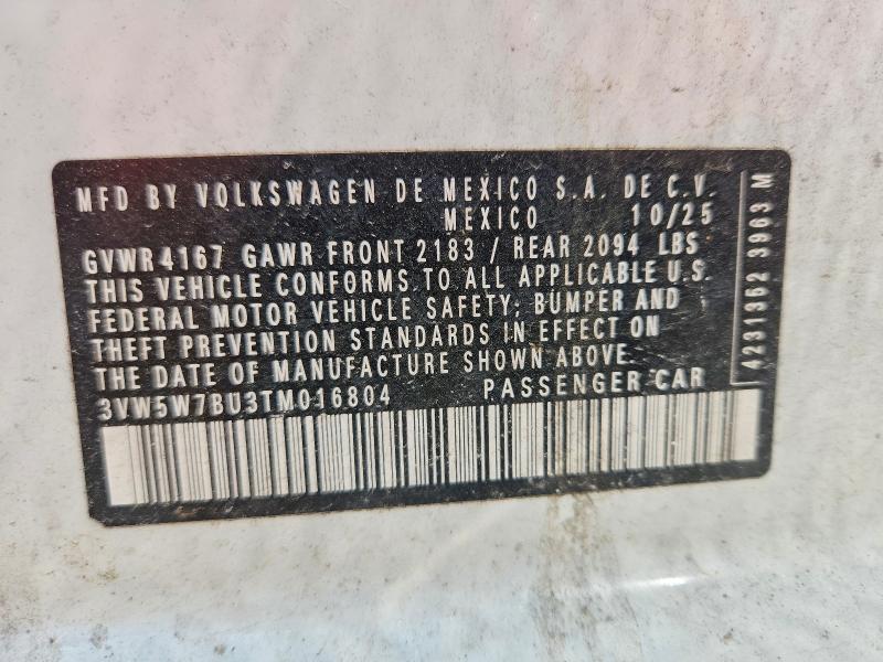 67647666 :رقم المزاد ، 3VW5W7BU3TM016804 vin ، 2026 Volkswagen Jetta مزاد بيع