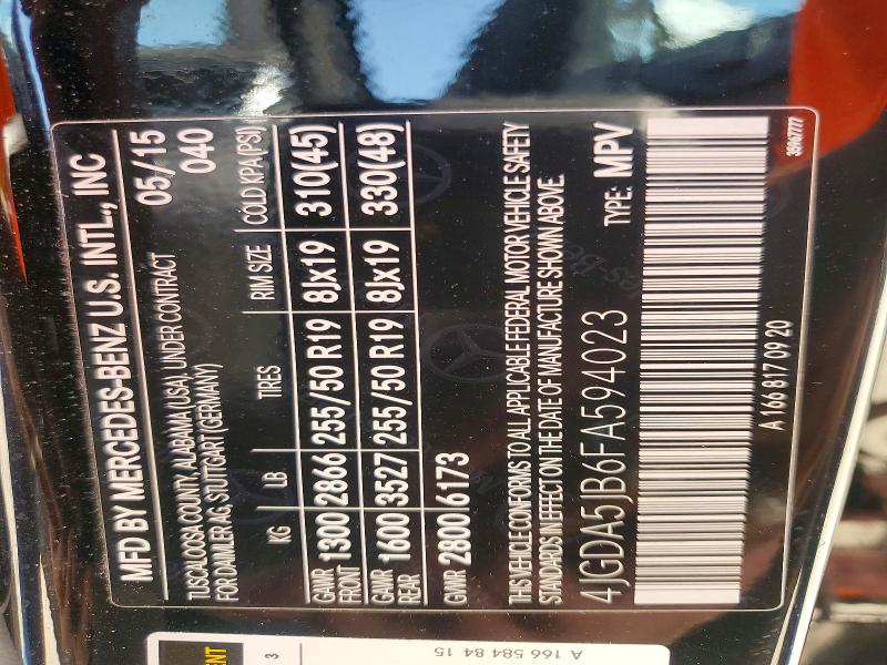70642256 :رقم المزاد ، 4JGDA5JB6FA594023 vin ، 2015 Mercedes-benz Ml مزاد بيع