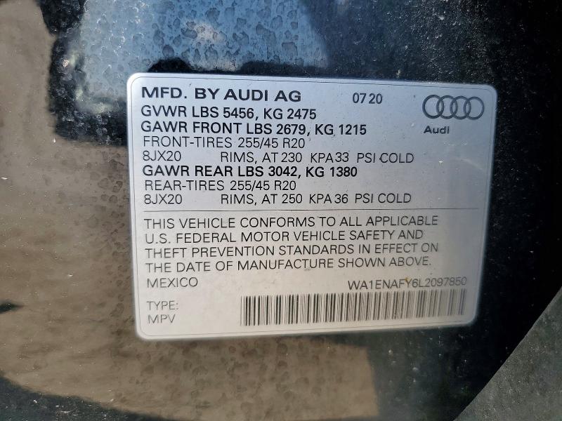 67614856 :رقم المزاد ، WA1ENAFY6L2097850 vin ، 2020 Audi Q5 مزاد بيع