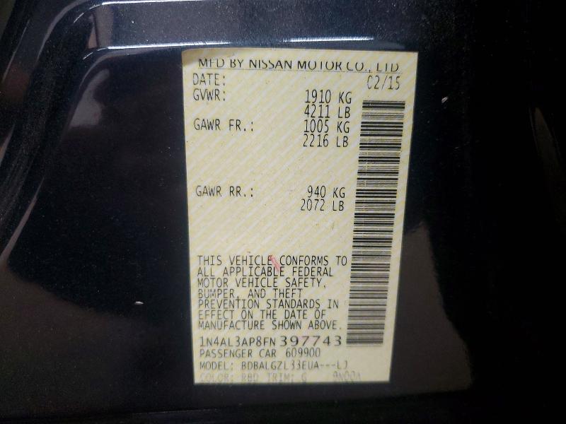 68787716 :رقم المزاد ، 1N4AL3AP8FN397743 vin ، 2015 Nissan Altima مزاد بيع