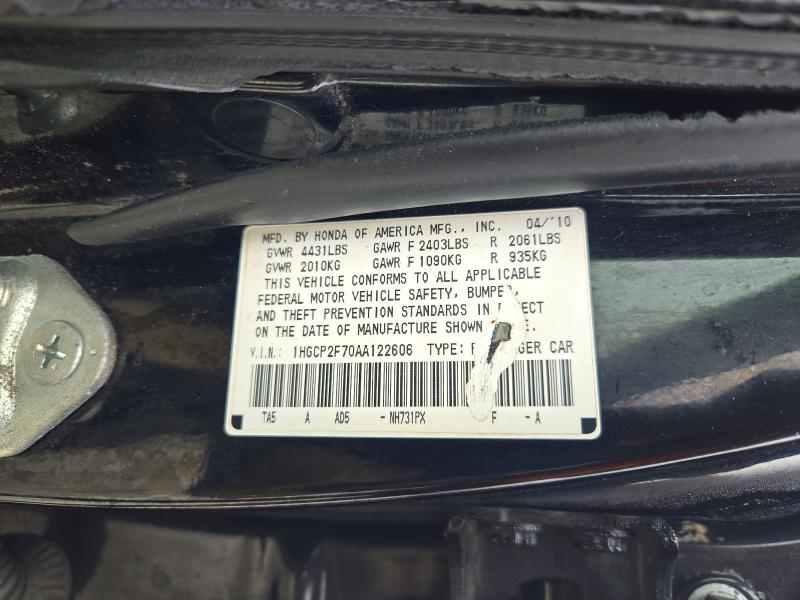 Продаж на аукціоні авто 2010 Honda Accord, vin: 1HGCP2F70AA122606, номер лоту: 70882256