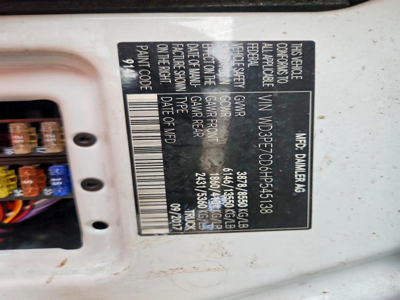 Aukcja sprzedaży 2017 Mercedes-benz Sprinter, vin: WD3PE7CD6HP545138, numer aukcji: 69451536