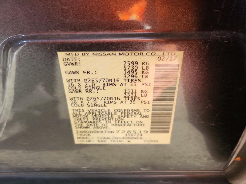 Aukcja sprzedaży 2017 Nissan Frontier, vin: 1N6DD0ER7HN728519, numer aukcji: 68825696