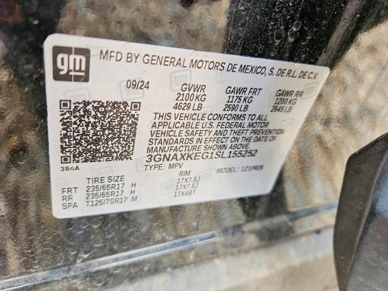 Aukcja sprzedaży 2025 Chevrolet Equinox, vin: 3GNAXKEG1SL155252, numer aukcji: 67413876