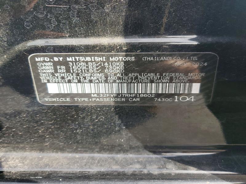 2024 Mitsubishi Mirage მანქანა იყიდება აუქციონზე, vin: ML32FVFJ7RHF18602, აუქციონის ნომერი: 70471816