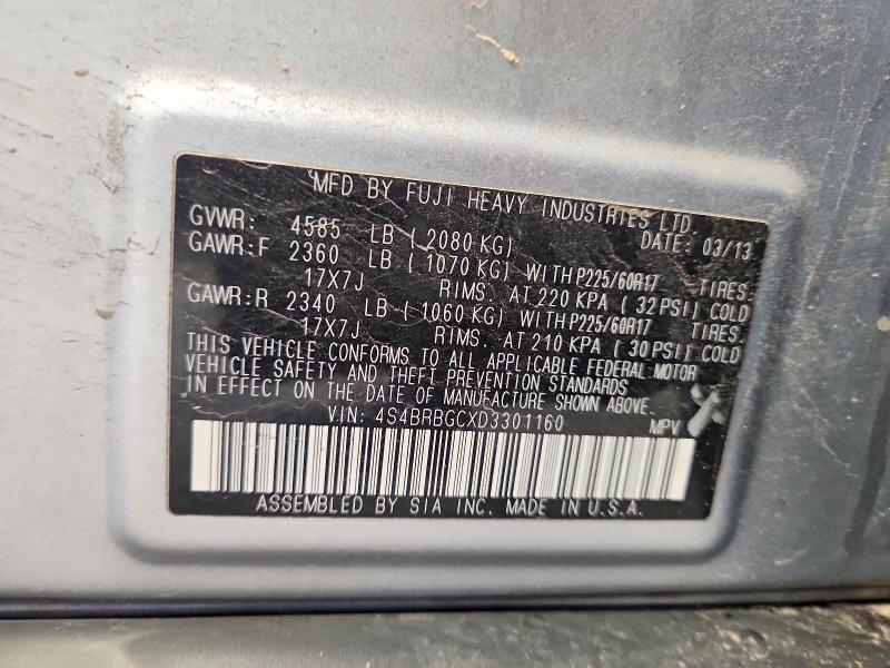 68787606 :رقم المزاد ، 4S4BRBGCXD3301160 vin ، 2013 Subaru Outback مزاد بيع