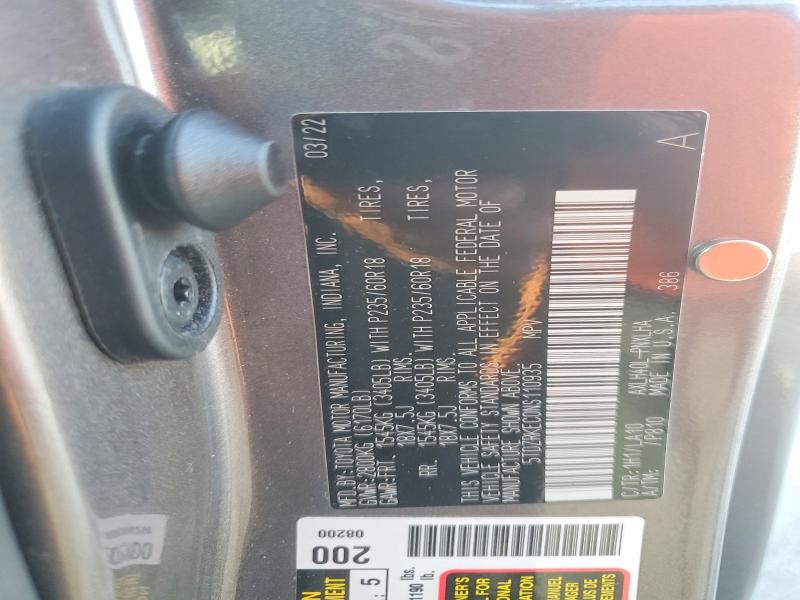 Продажа на аукционе авто 2022 Toyota Sienna, vin: 5TDZRKEC0NS110935, номер лота: 69228866