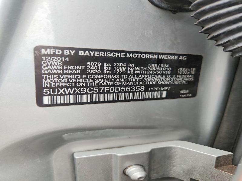 Продажа на аукционе авто 2015 Bmw X3, vin: 5UXWX9C57F0D56358, номер лота: 69612466