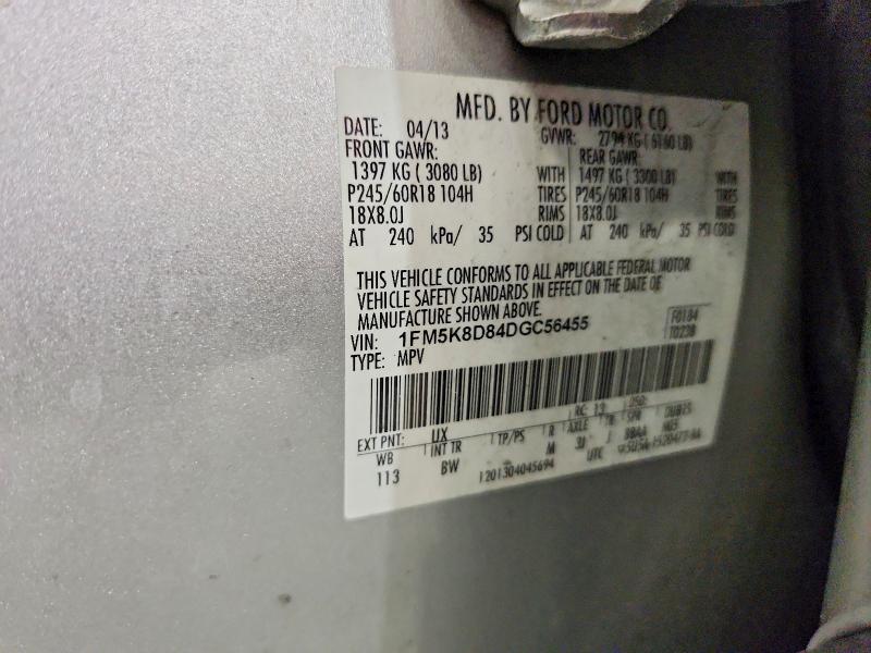 Auction sale of the 2013 Ford Explorer, vin: 1FM5K8D84DGC56455        , lot number: 69195726