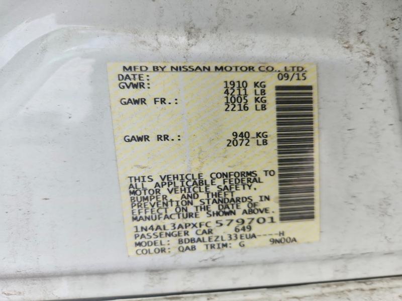 Продаж на аукціоні авто 2015 Nissan Altima, vin: 1N4AL3APXFC579701, номер лоту: 68404346