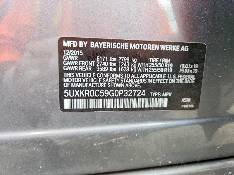 69790136 :رقم المزاد ، 5UXKR0C59G0P32724 vin ، 2016 Bmw X5 مزاد بيع