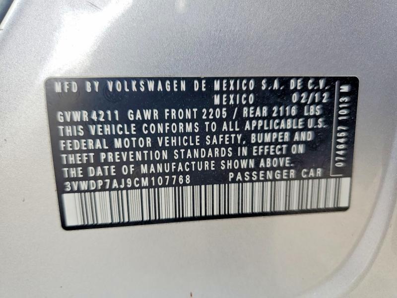 Продаж на аукціоні авто 2012 Volkswagen Jetta, vin: 3VWDP7AJ9CM107768, номер лоту: 69092526