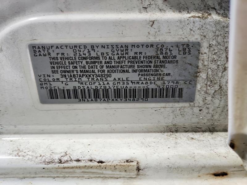 Продажа на аукционе авто 2019 Nissan Sentra, vin: 3N1AB7APXKY348290, номер лота: 67028096