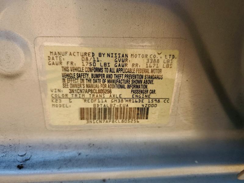 Продаж на аукціоні авто 2012 Nissan Versa, vin: 3N1CN7AP8CL805256, номер лоту: 67812646