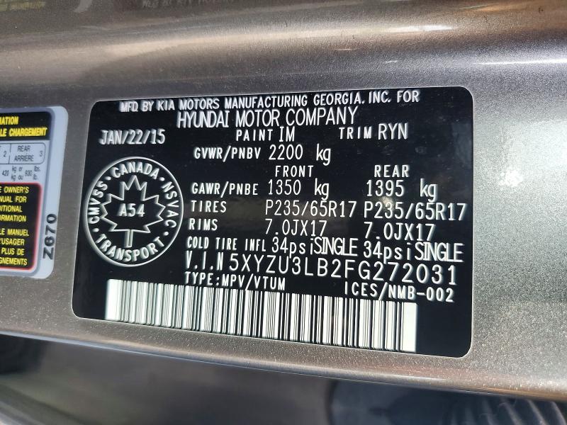 Aukcja sprzedaży 2015 Hyundai Santa Fe Sport, vin: 5XYZU3LB2FG272031, numer aukcji: 67432156