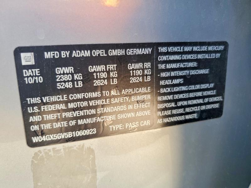 Aukcja sprzedaży 2011 Buick Regal, vin: W04GX5GV5B1060923, numer aukcji: 67510906