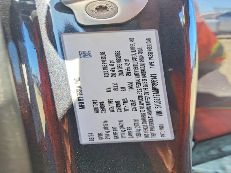 Продажа на аукционе авто 2024 Tesla Model 3, vin: 5YJ3E1EA0RF866141, номер лота: 68796036