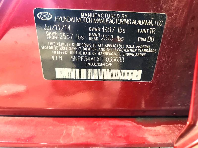 2015 Hyundai Sonata მანქანა იყიდება აუქციონზე, vin: 5NPE34AFXFH035633, აუქციონის ნომერი: 70467256