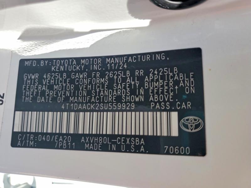 Aukcja sprzedaży 2025 Toyota Camry, vin: 4T1DAACK2SU559929, numer aukcji: 68595476