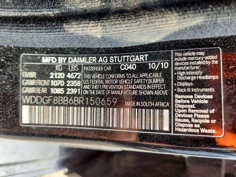Aukcja sprzedaży 2011 Mercedes-benz C, vin: WDDGF8BB6BR150659, numer aukcji: 68234166