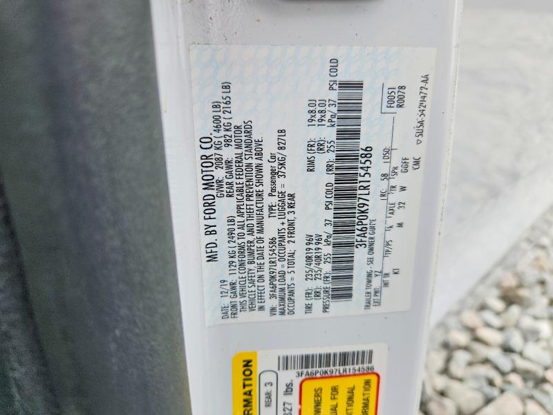 70435666 :رقم المزاد ، 3FA6P0K97LR154586 vin ، 2020 Ford Fusion مزاد بيع