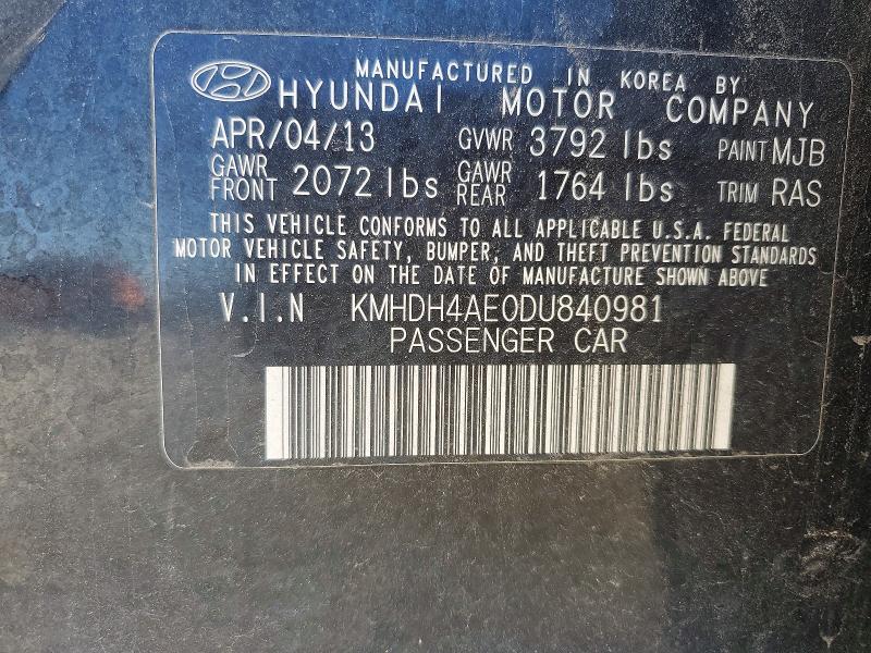 Продаж на аукціоні авто 2013 Hyundai Elantra, vin: KMHDH4AE0DU840981, номер лоту: 71363596