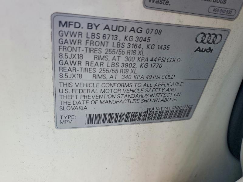 Aukcja sprzedaży 2009 Audi Q7, vin: WA1AY74L19D012202, numer aukcji: 68097406