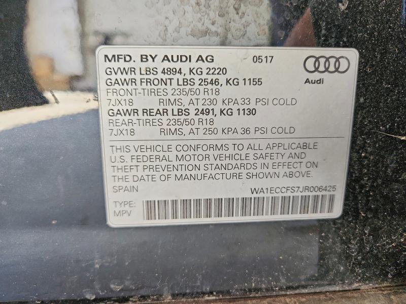 Aukcja sprzedaży 2018 Audi Q3, vin: WA1ECCFS7JR006425, numer aukcji: 66861996