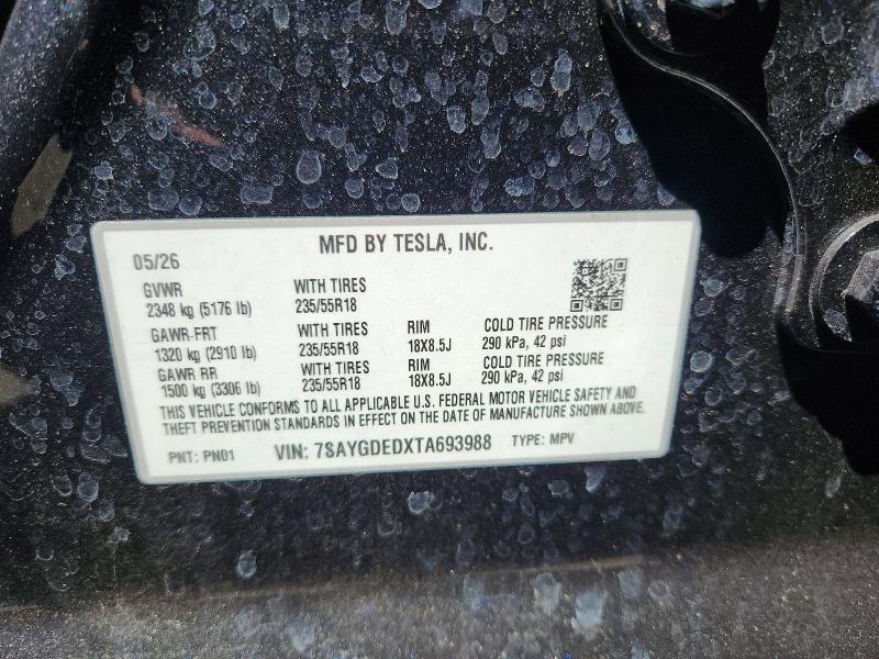 Продаж на аукціоні авто 2026 Tesla Model Y, vin: 7SAYGDEDXTA693988, номер лоту: 67742126