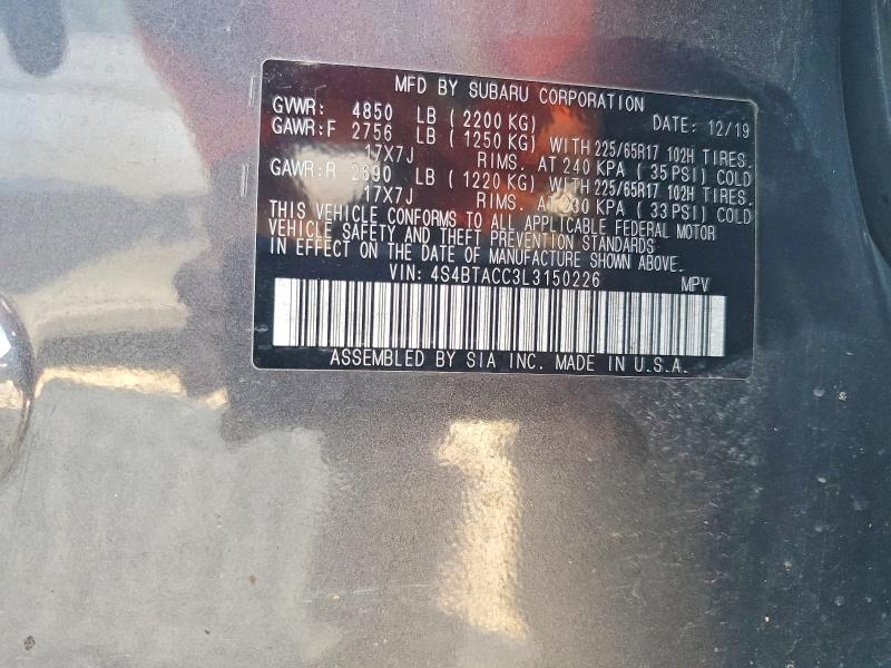 Aukcja sprzedaży 2020 Subaru Outback, vin: 4S4BTACC3L3150226, numer aukcji: 66744296