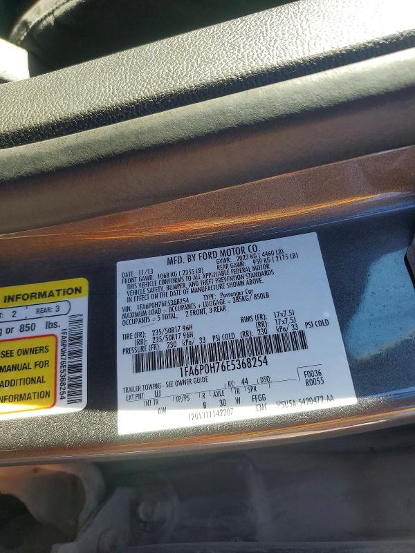 2014 Ford Fusion მანქანა იყიდება აუქციონზე, vin: 1FA6P0H76E5368254, აუქციონის ნომერი: 70444646