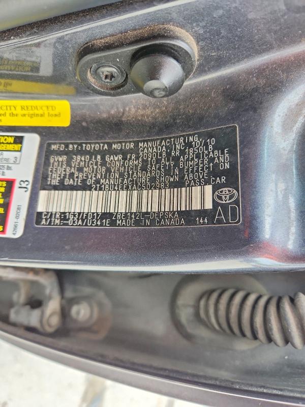 Aukcja sprzedaży 2010 Toyota Corolla, vin: 2T1BU4EEXAC502983, numer aukcji: 69215436