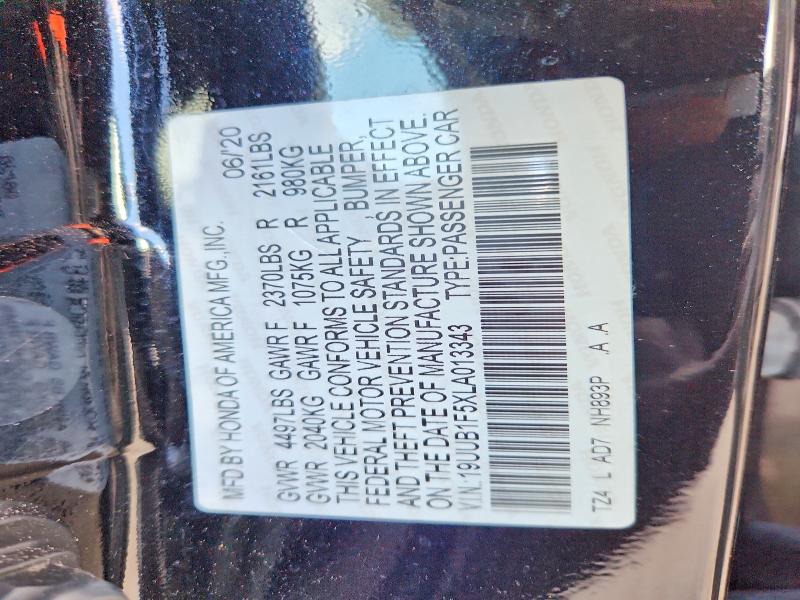 2020 Acura Tlx მანქანა იყიდება აუქციონზე, vin: 19UUB1F5XLA013343, აუქციონის ნომერი: 66793206
